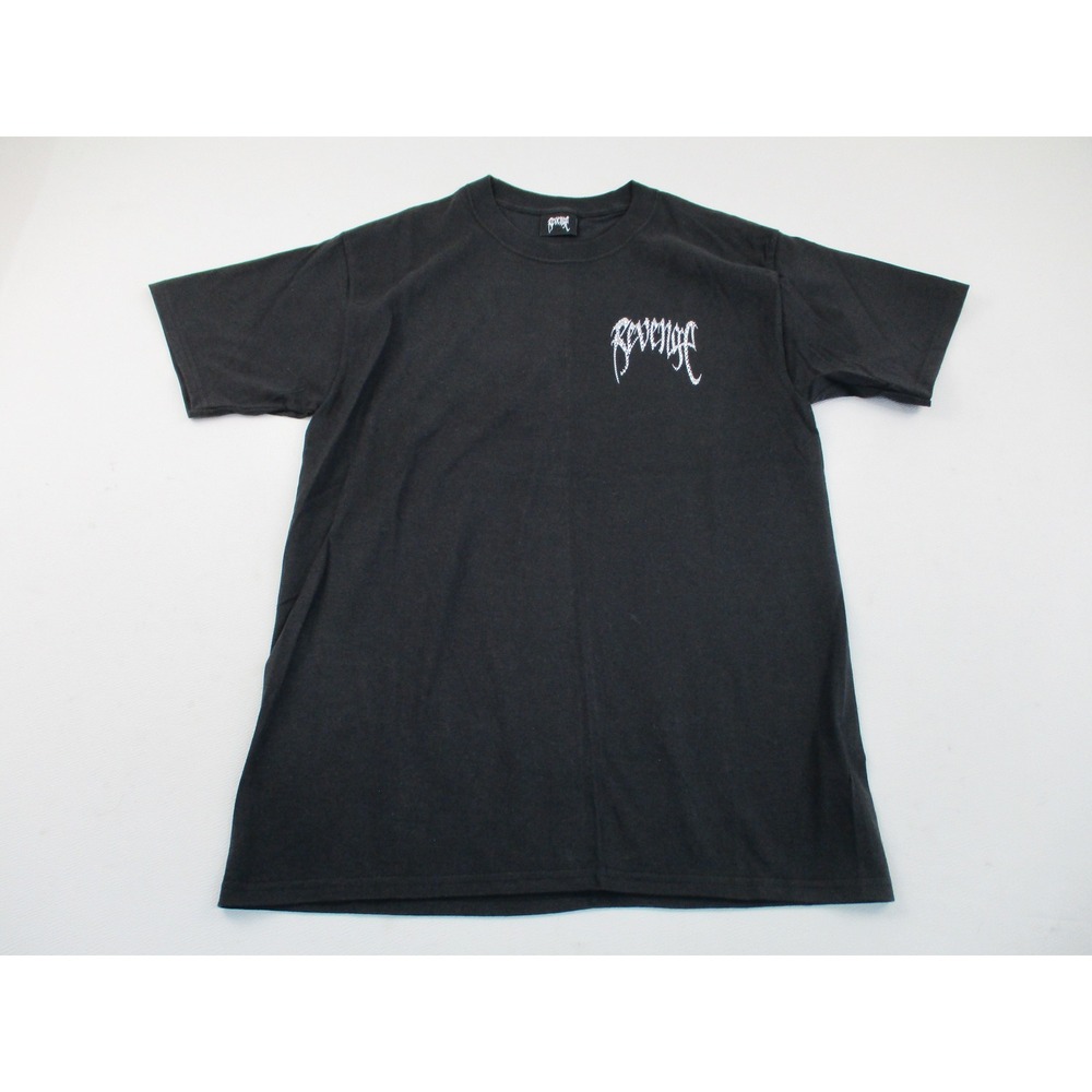 Revenge Playboy‎ Shirt Mens Medium Black Embroidered Logo Silver Tee